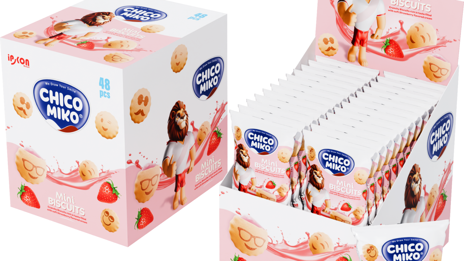 chico miko 21 cm 14g box 48 psc strawberry